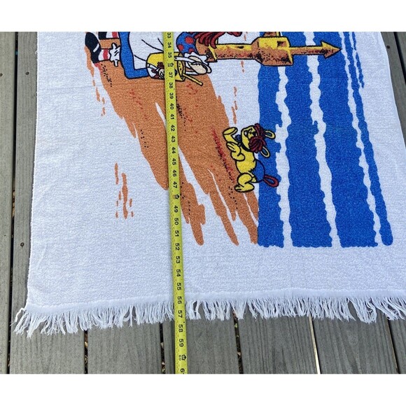 VTG 1980 Raggedy Ann & Andy Beach Towel Sandcastle Scene Fringe Bobbs Merrill - Picture 14 of 16